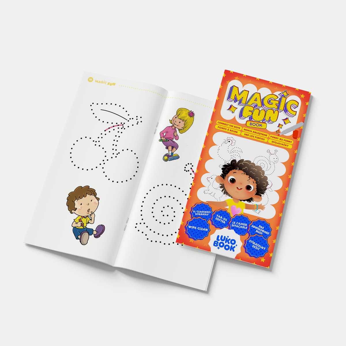 Magic Fun 3'lü Zeka ve Dikkat Seti - Yaz-Sil Aktivite Seti | Labirent, Fark Bulmaca, Nokta Birleştirme