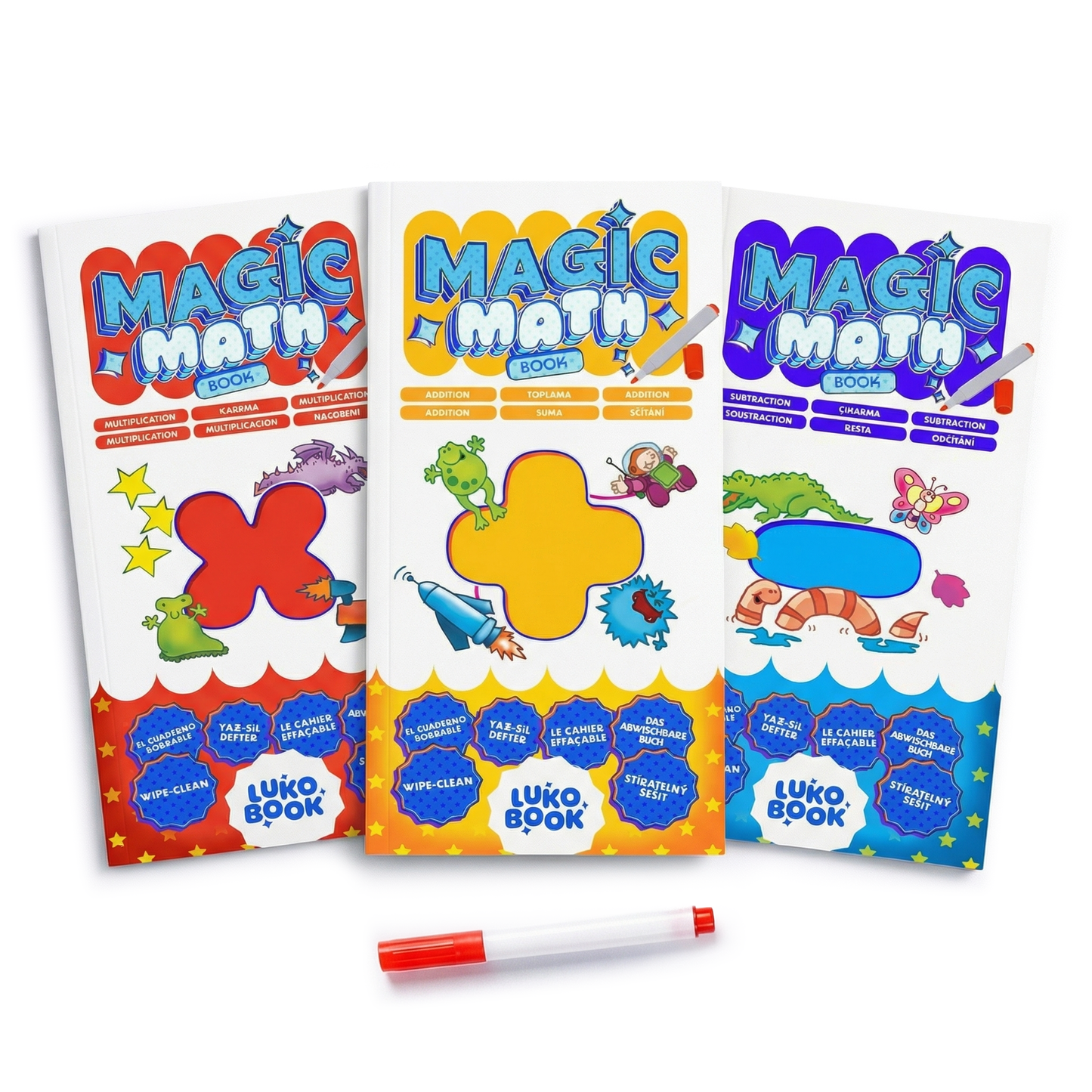 Magic Math 3'lü İlk Matematik Seti - Yaz-Sil Matematik Seti | Toplama, Çıkarma, Çarpma